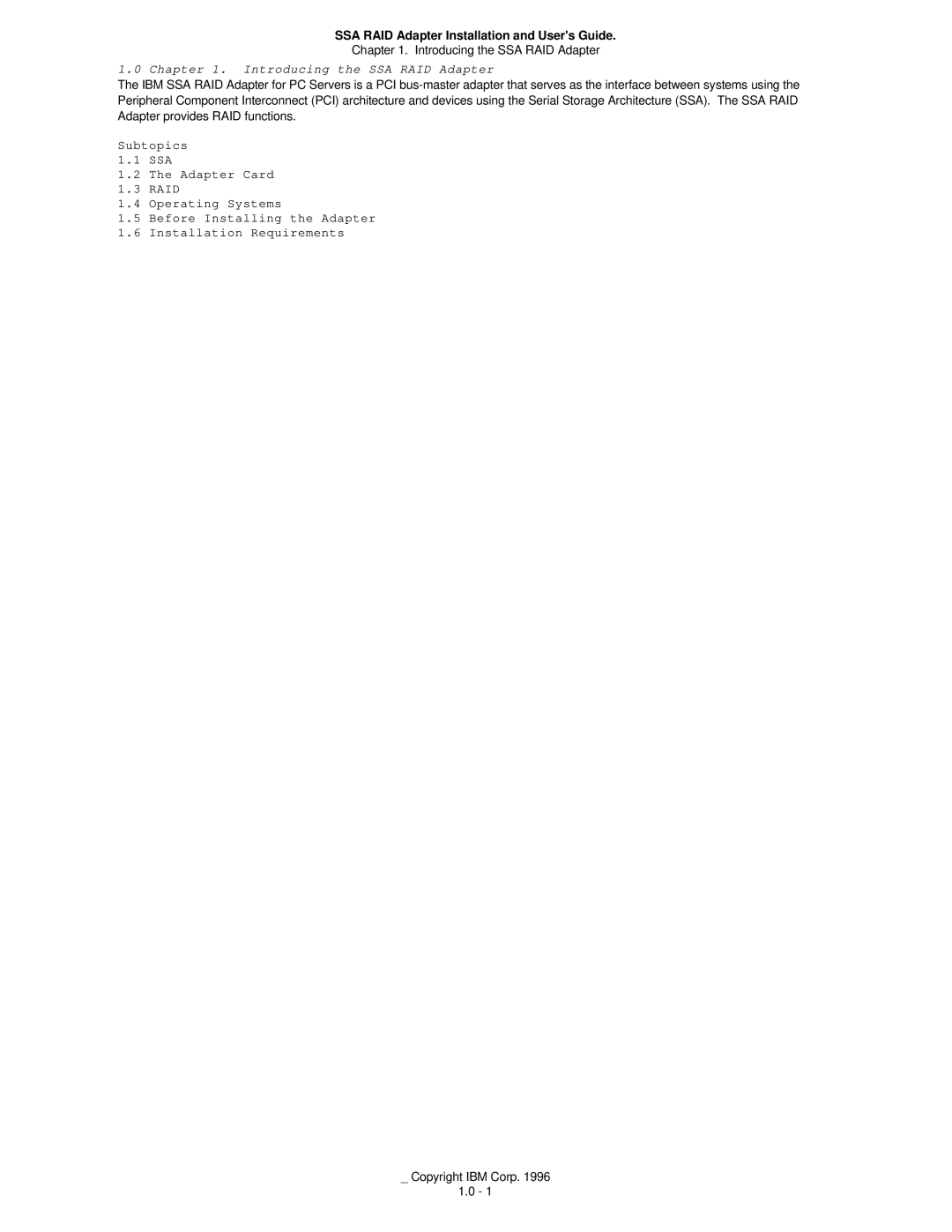 IBM 32H3816 manual Introducing the SSA RAID Adapter 