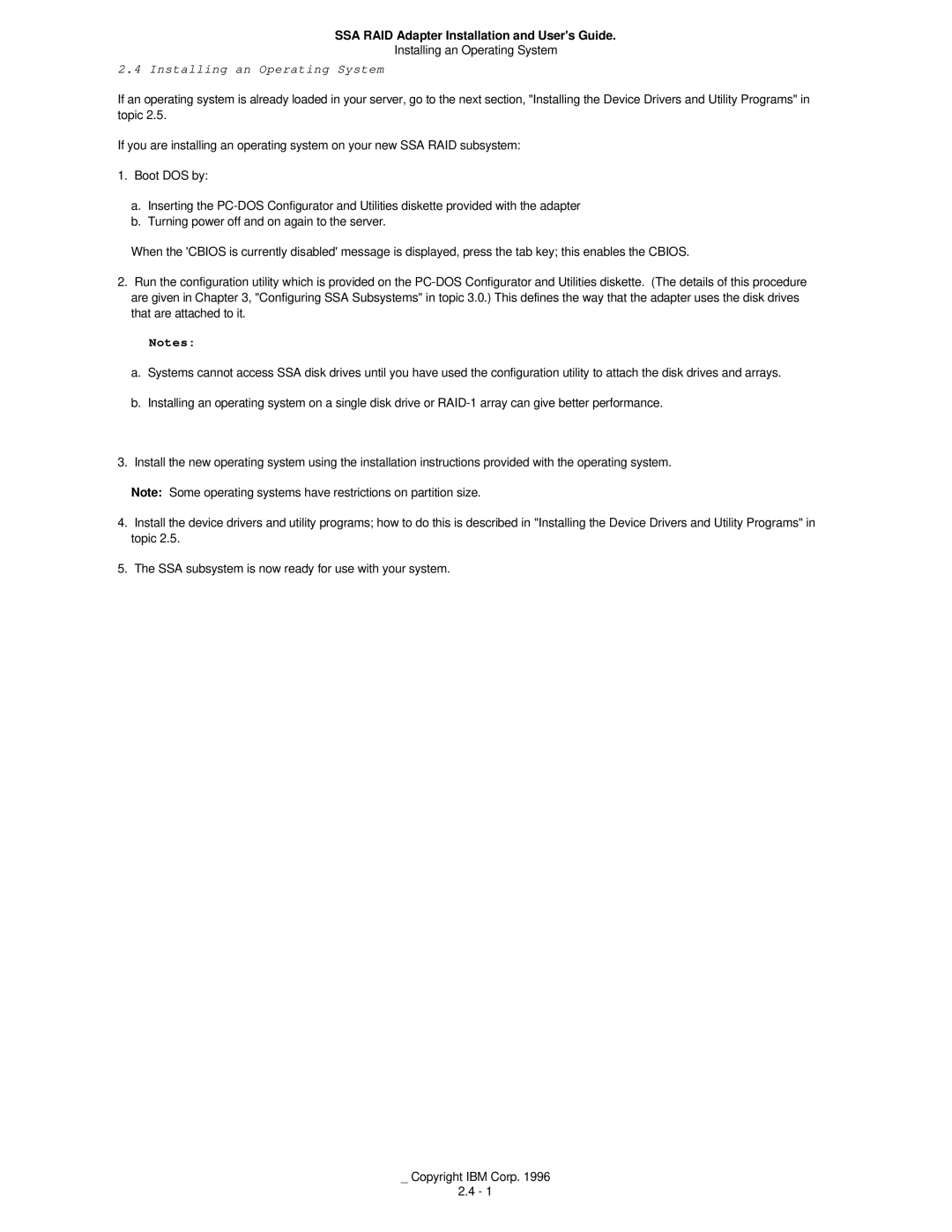 IBM 32H3816 manual Installing an Operating System 