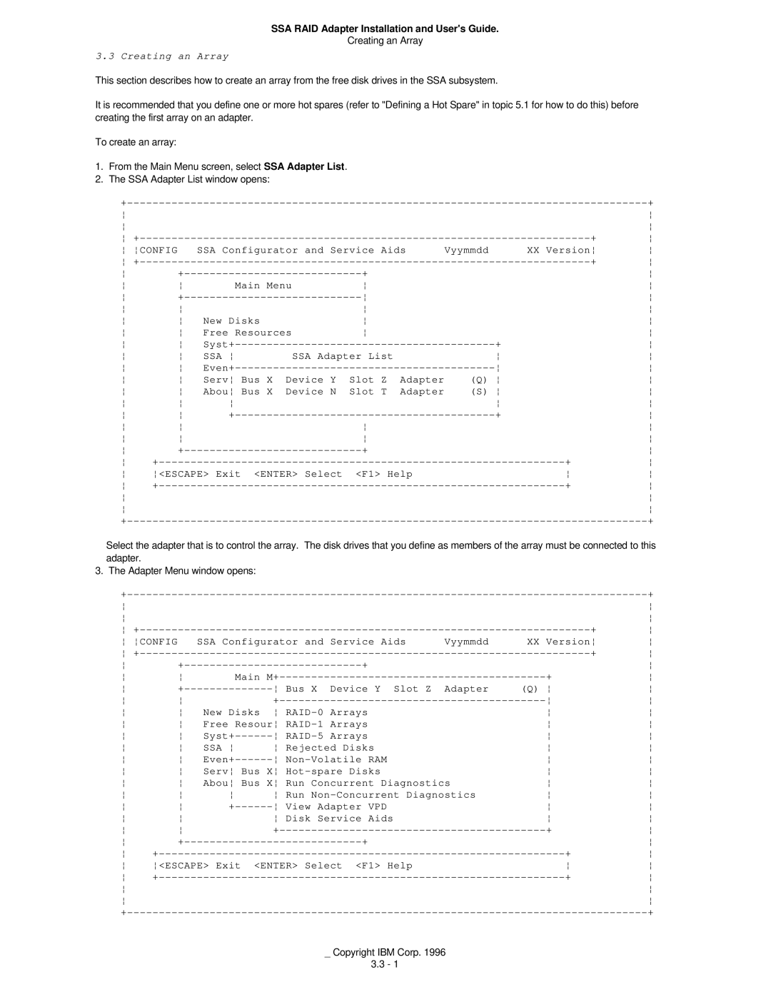 IBM 32H3816 manual Creating an Array 