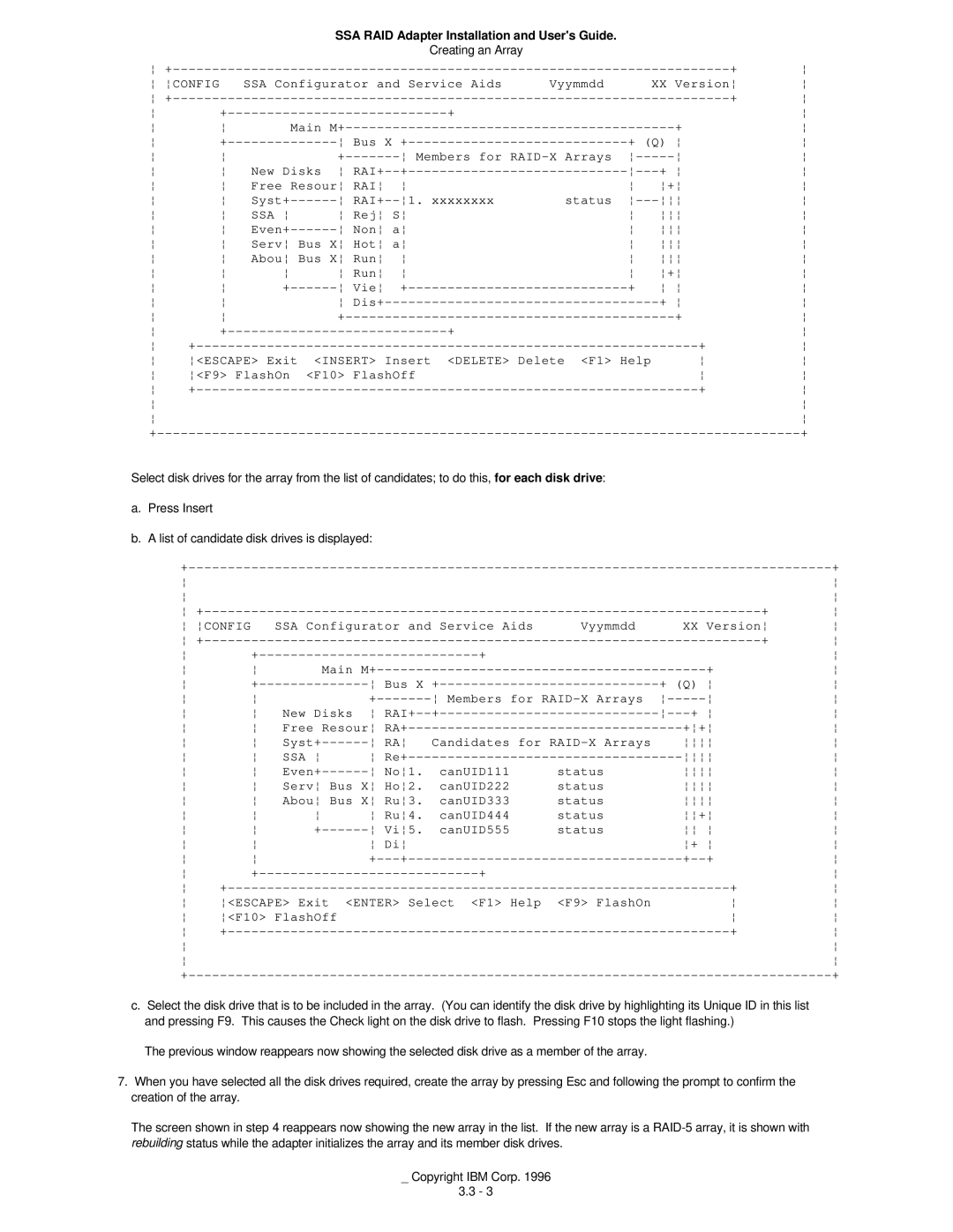 IBM 32H3816 Main M+ Bus + Q, Rej S, Non a, Hot a, Run Vie, Escape Exit Insert Insert Delete Delete F1 Help F9 FlashOn 