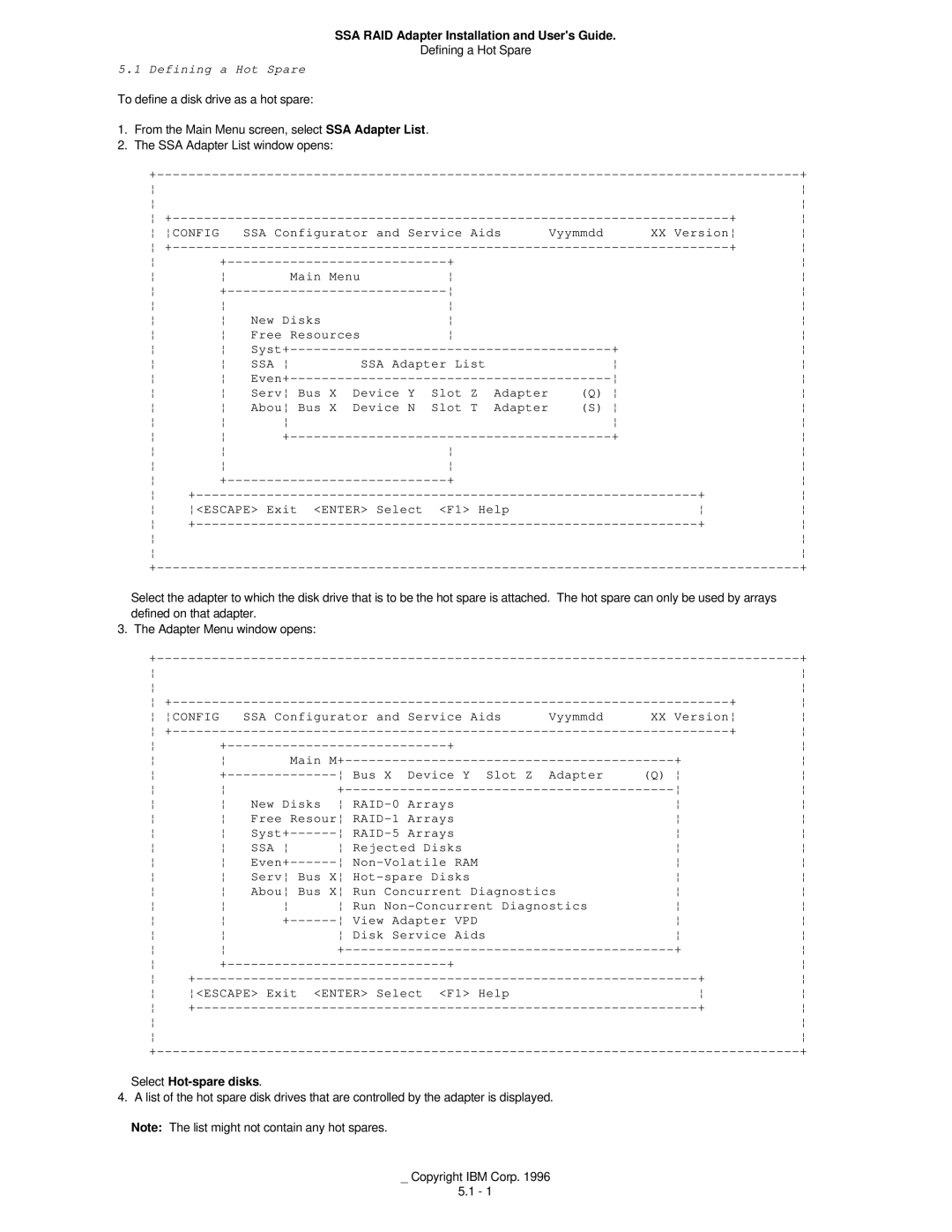 IBM 32H3816 manual Defining a Hot Spare, Select Hot-spare disks 