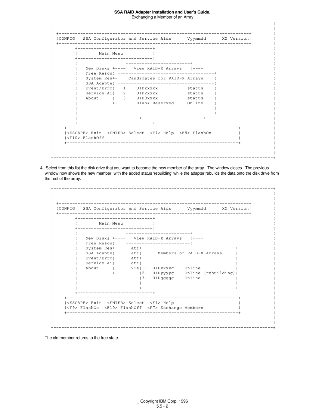 IBM 32H3816 manual View RAID-X Arrays, System Res+ Candidates for RAID-X Arrays, UIDxxxxx Status, SSA Adapte Att 