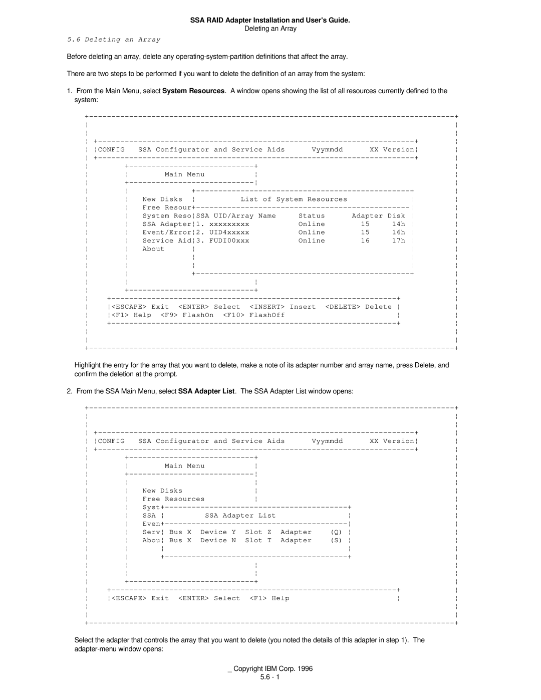 IBM 32H3816 manual Deleting an Array 