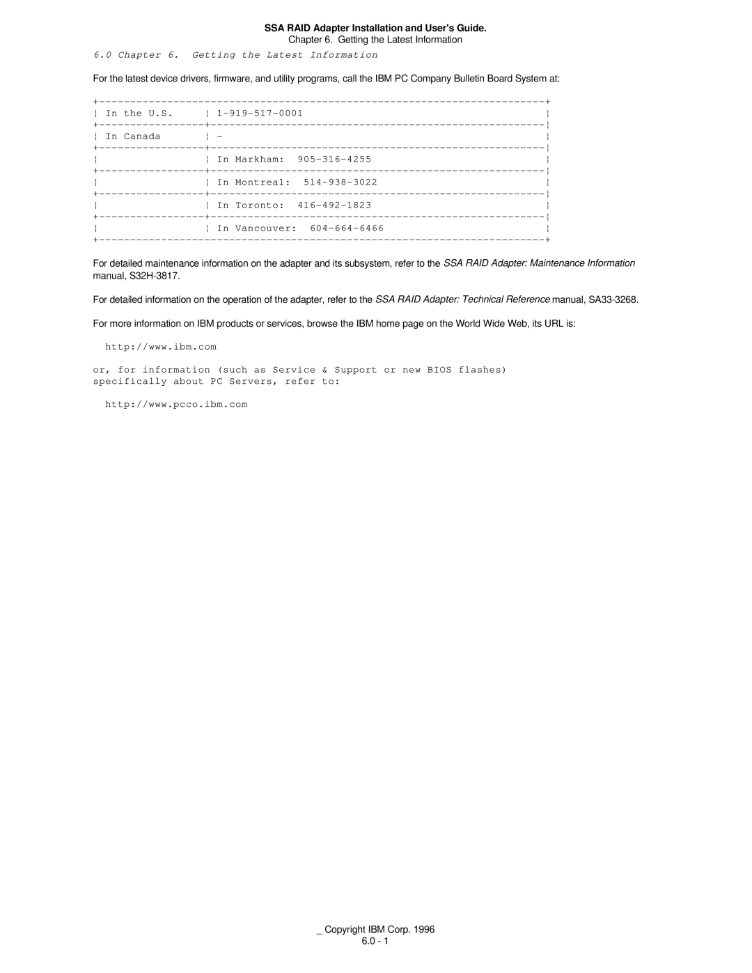 IBM 32H3816 manual Getting the Latest Information, U.S Canada Markham Montreal Toronto 