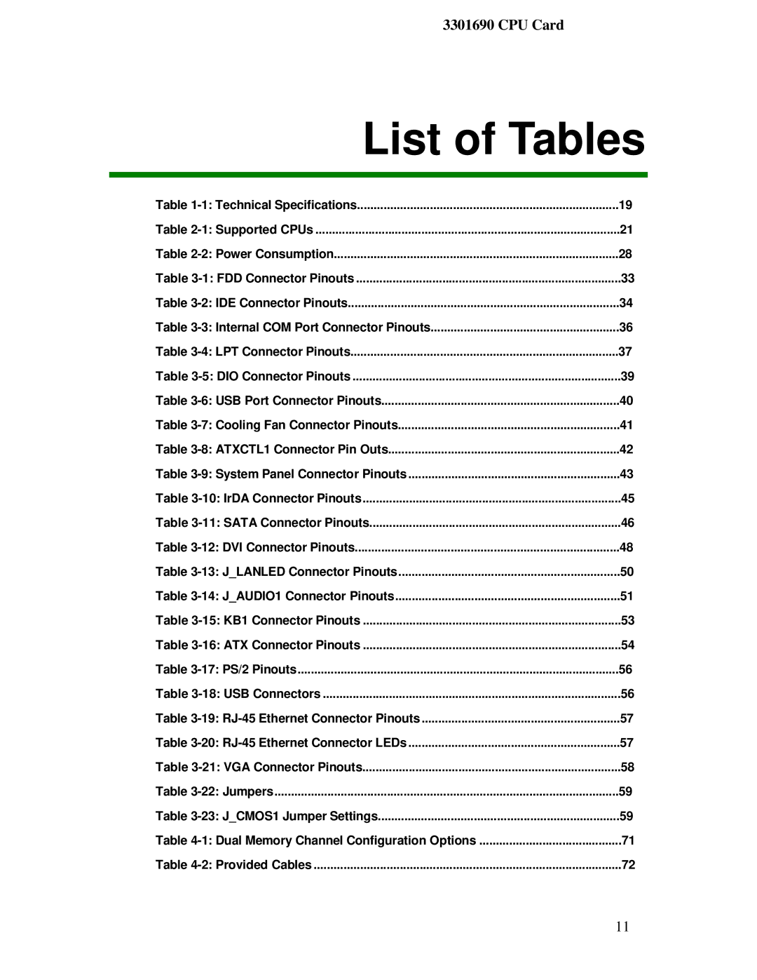 IBM 3301690 user manual List of Tables 