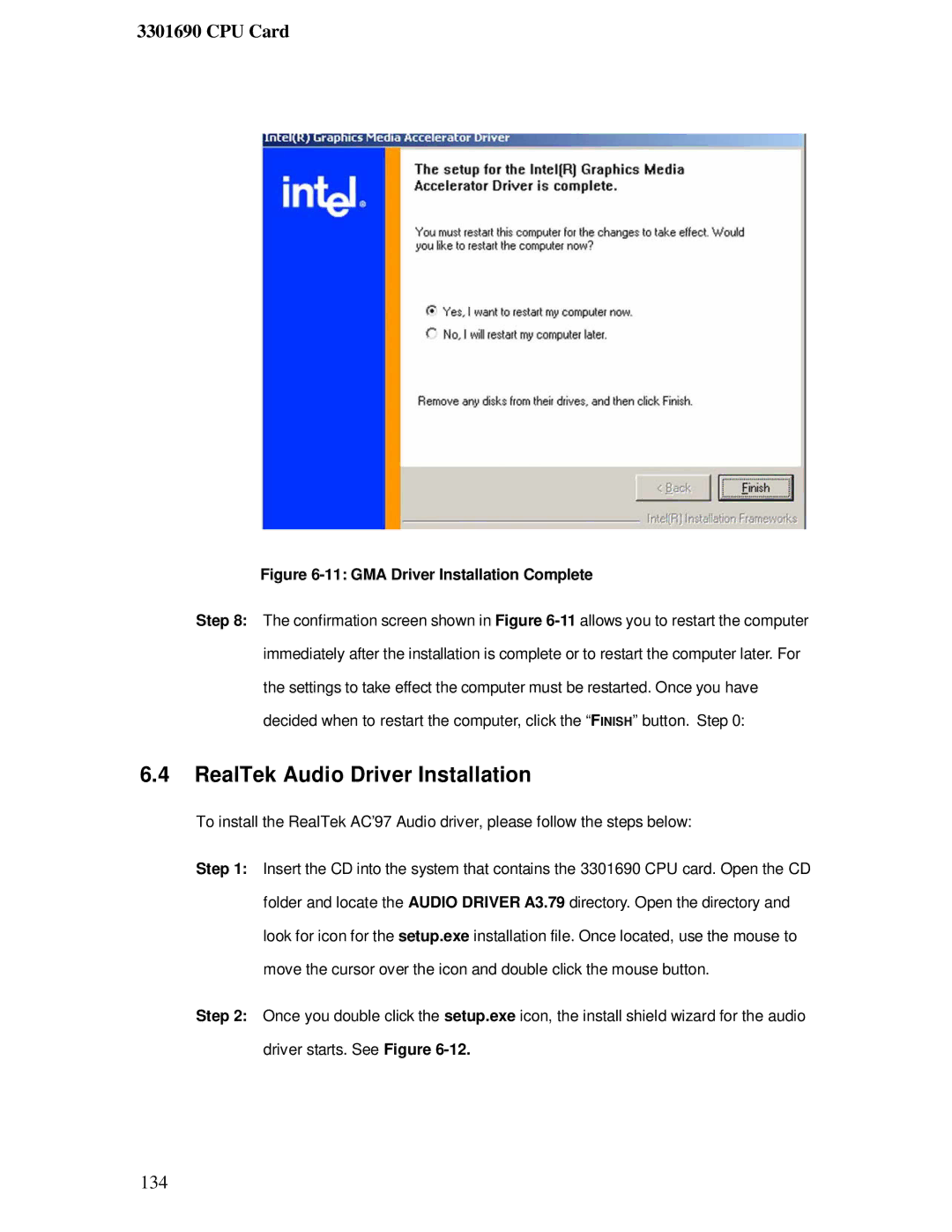 IBM 3301690 user manual RealTek Audio Driver Installation, GMA Driver Installation Complete 