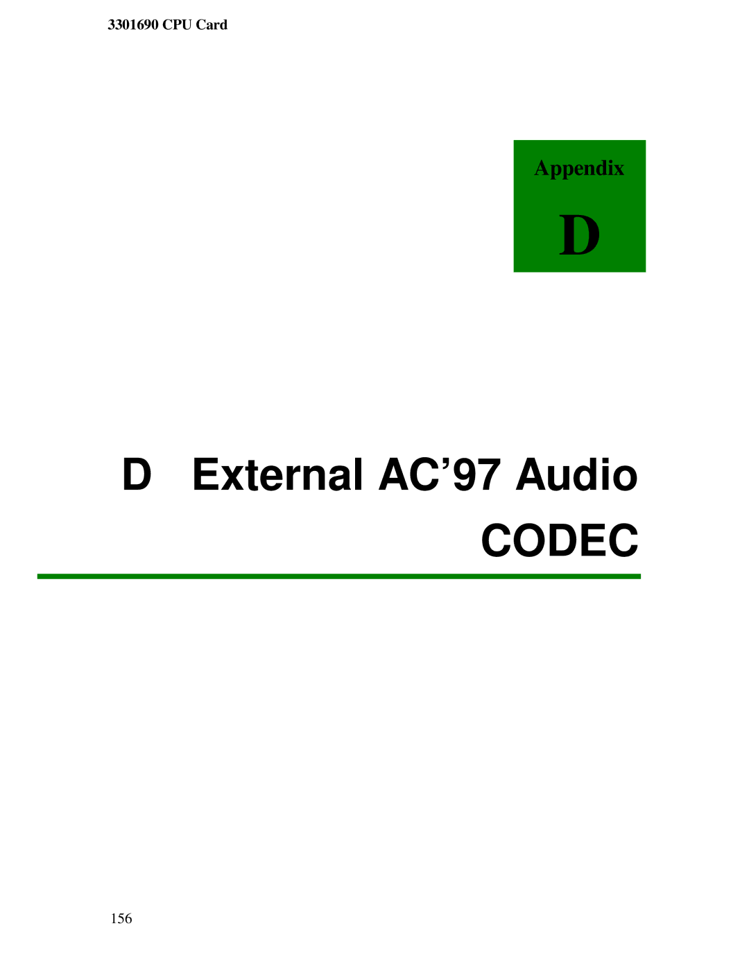 IBM 3301690 user manual External AC’97 Audio, Codec 