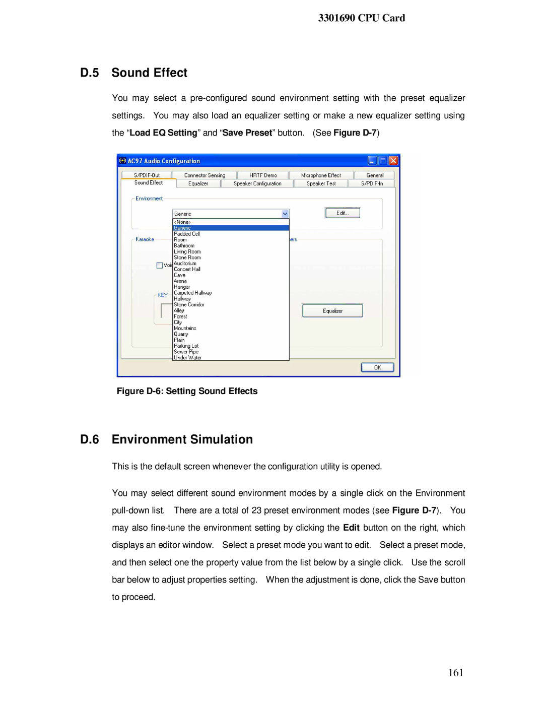 IBM 3301690 user manual Sound Effect, Environment Simulation 