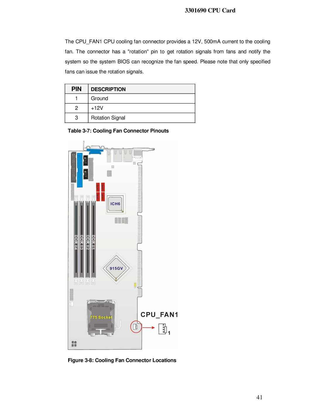 IBM 3301690 user manual Cooling Fan Connector Pinouts, Cooling Fan Connector Locations 