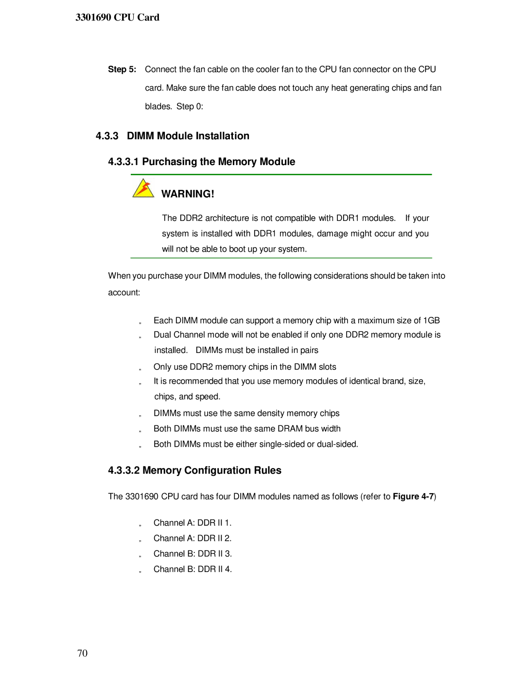 IBM 3301690 user manual Dimm Module Installation Purchasing the Memory Module, Memory Configuration Rules 