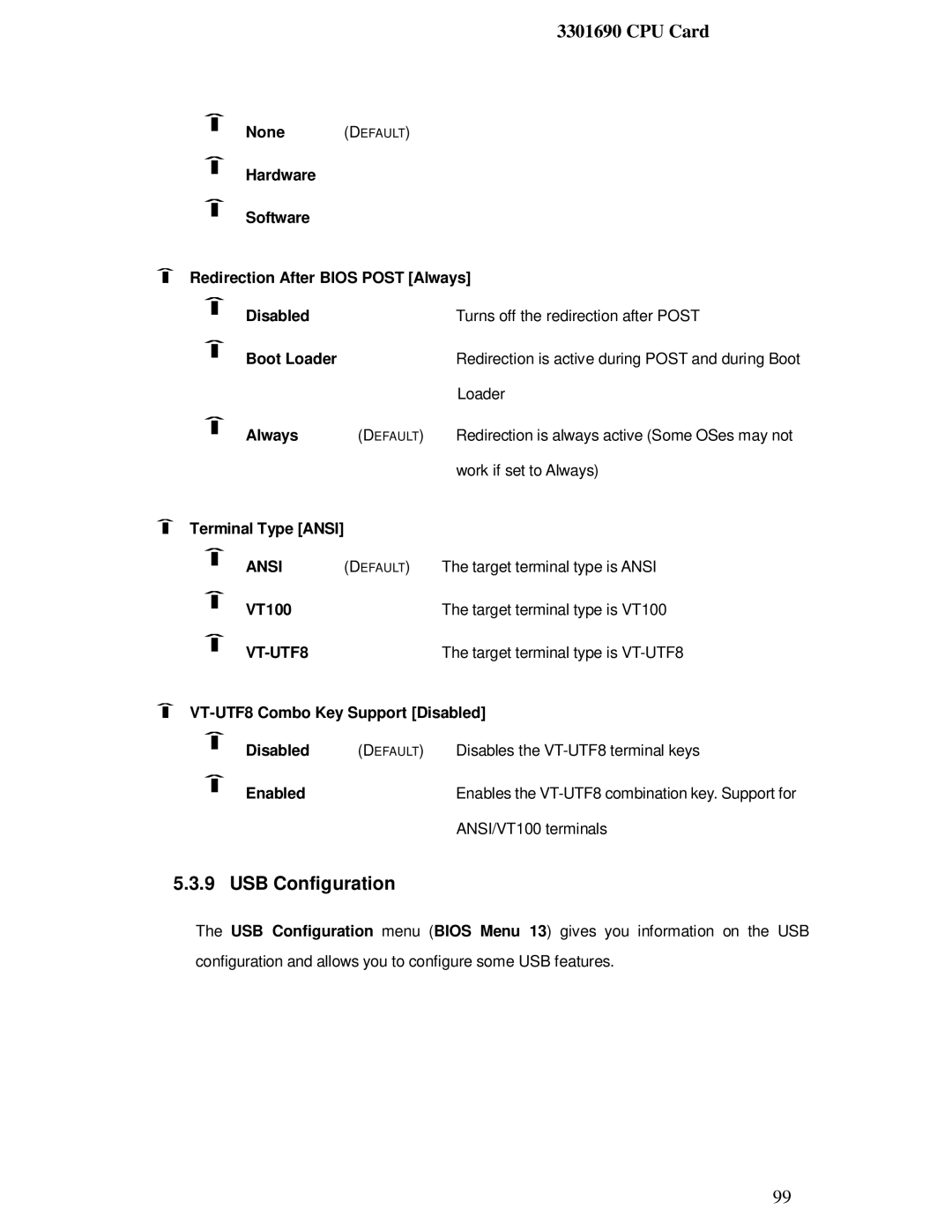 IBM 3301690 user manual USB Configuration, Ansi, VT-UTF8 