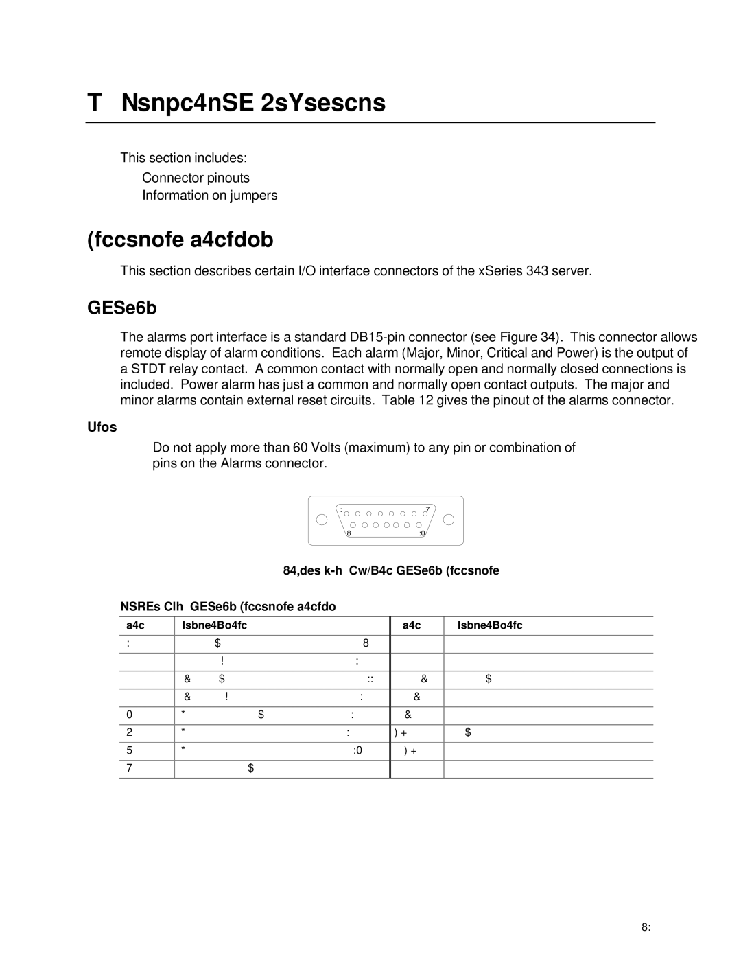 IBM 343 manual Technical Reference, Connector Pinouts, Alarms, Pin Description 