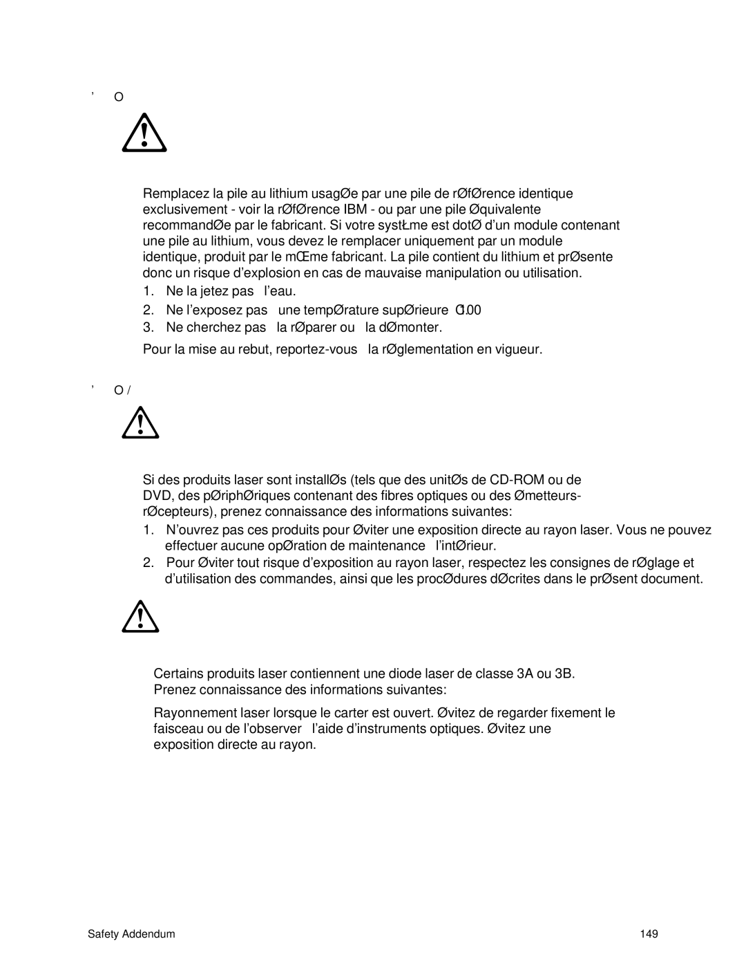 IBM 343 manual Safety Addendum 149 