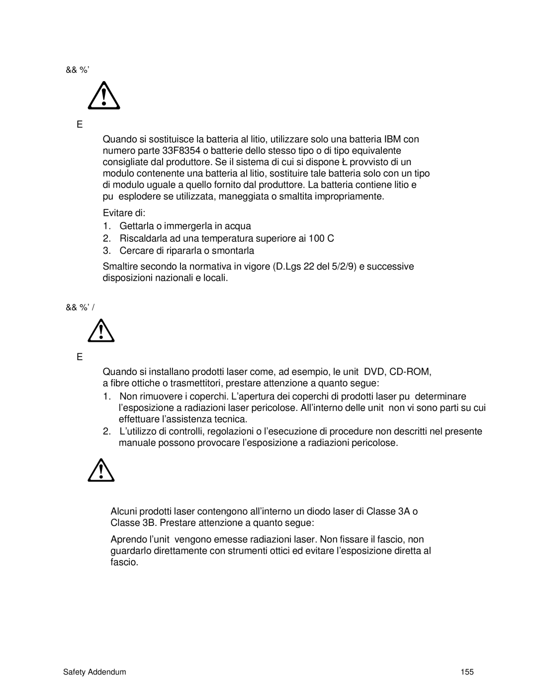 IBM 343 manual Attenzione 