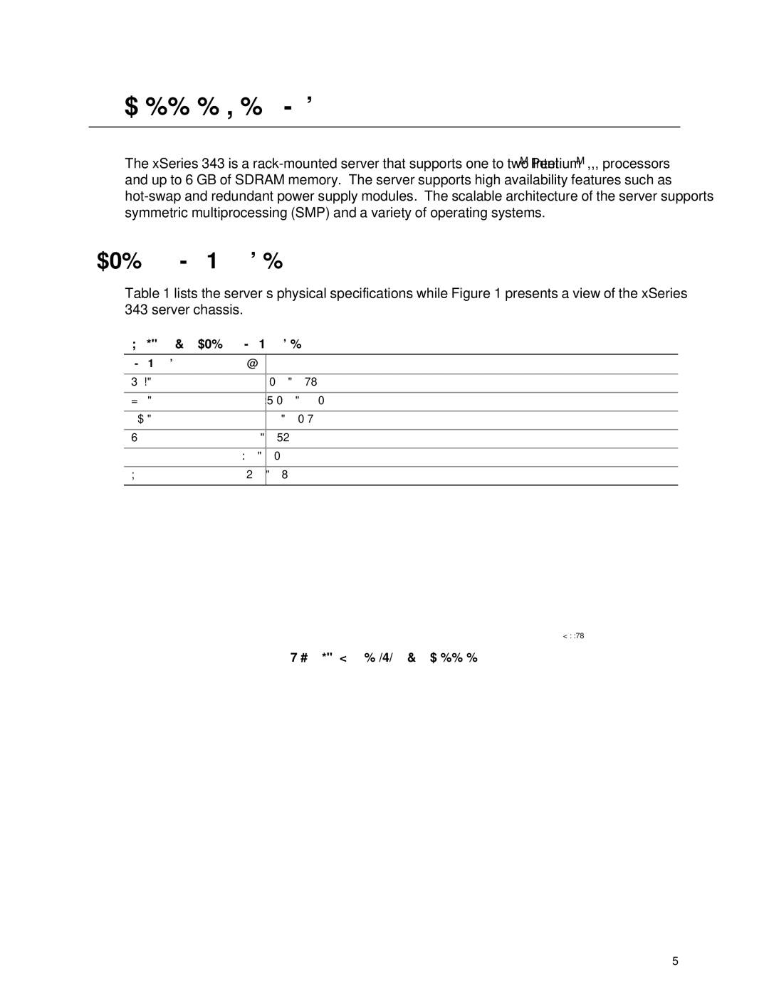 IBM 343 manual Chassis Description, Server Physical Specifications 