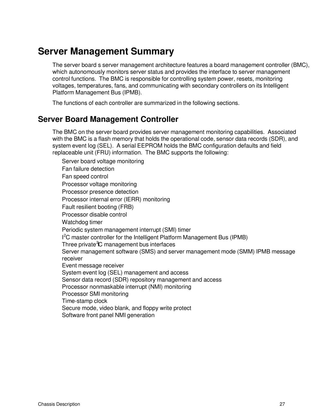 IBM 343 manual Server Management Summary, Server Board Management Controller 