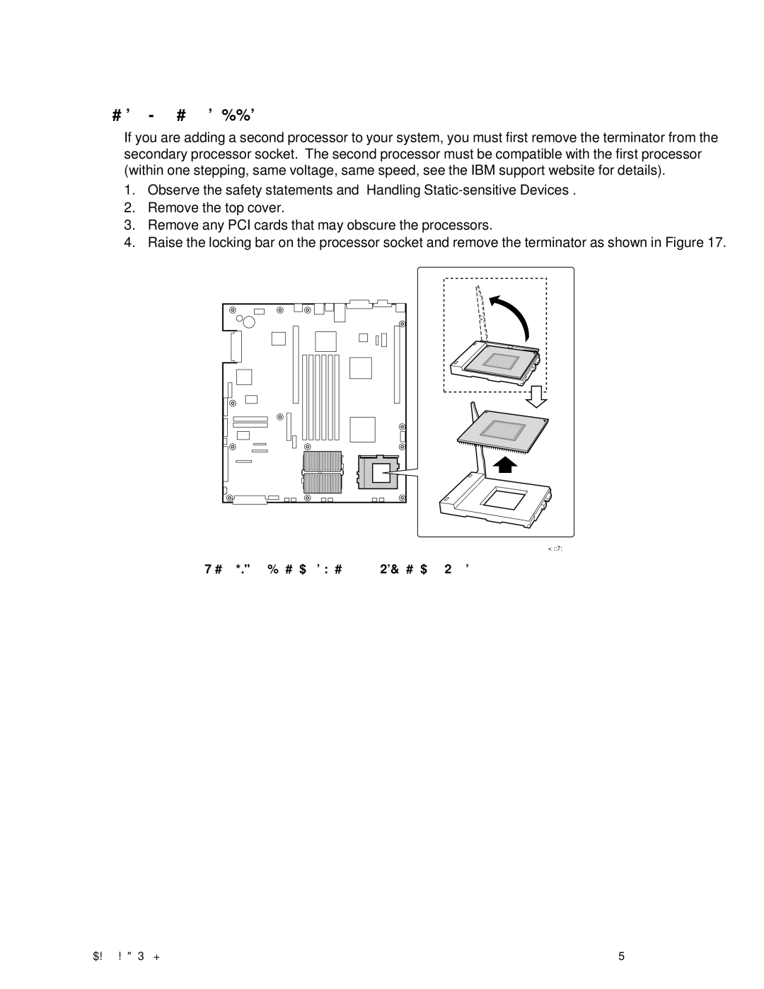 IBM 343 manual Adding or Replacing a Processor, Raising the Locking Bar and Removing the Terminator 