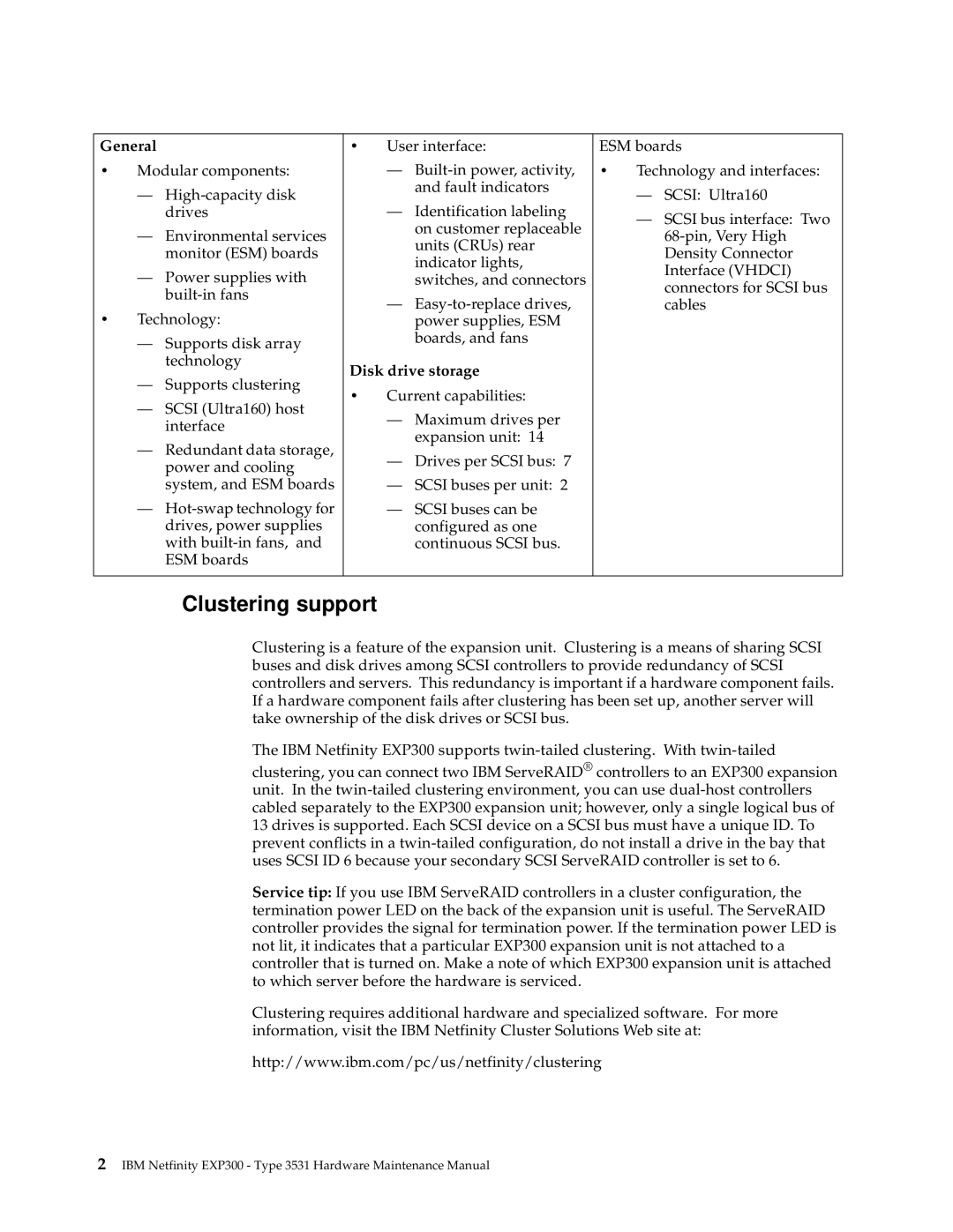 IBM 3531 manual Clustering support, General, Disk drive storage 