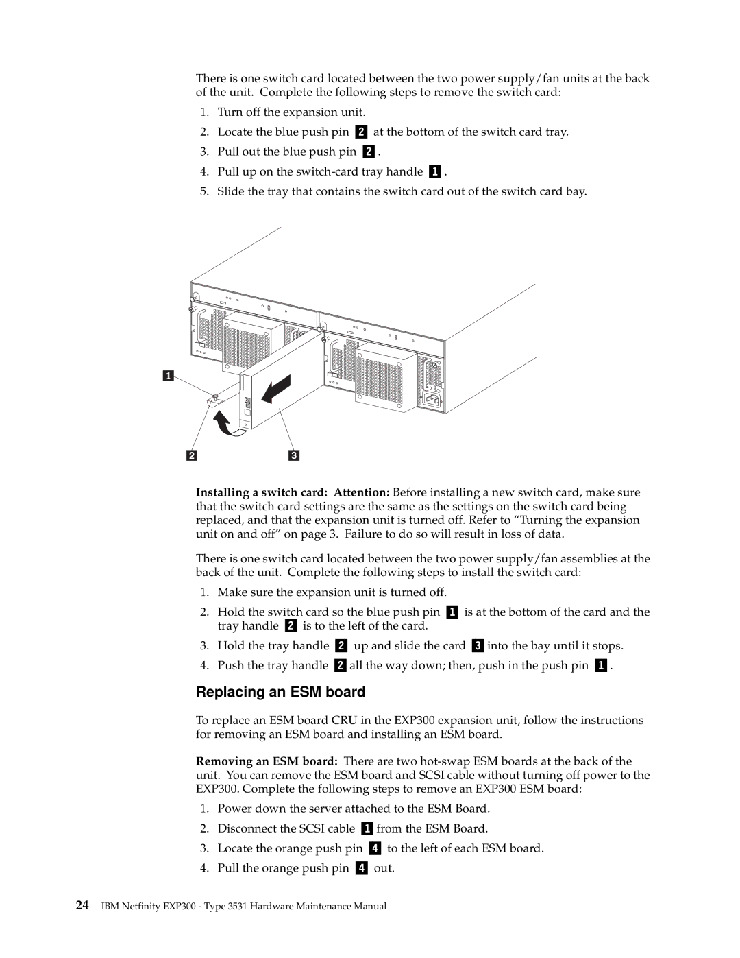 IBM 3531 manual Replacing an ESM board 