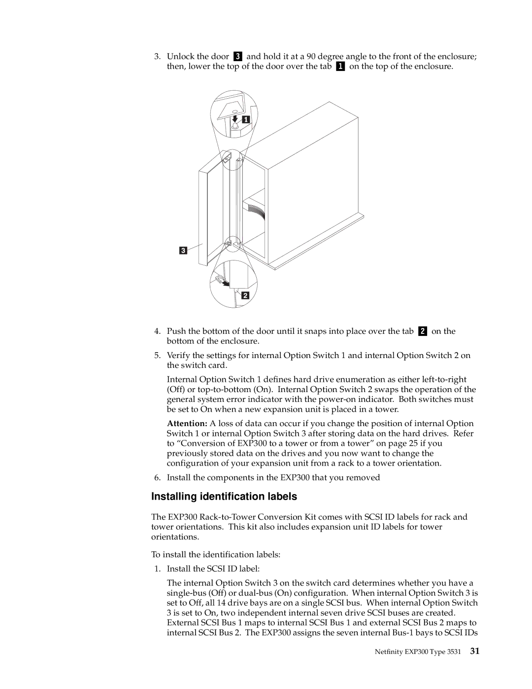 IBM 3531 manual Installing identification labels 