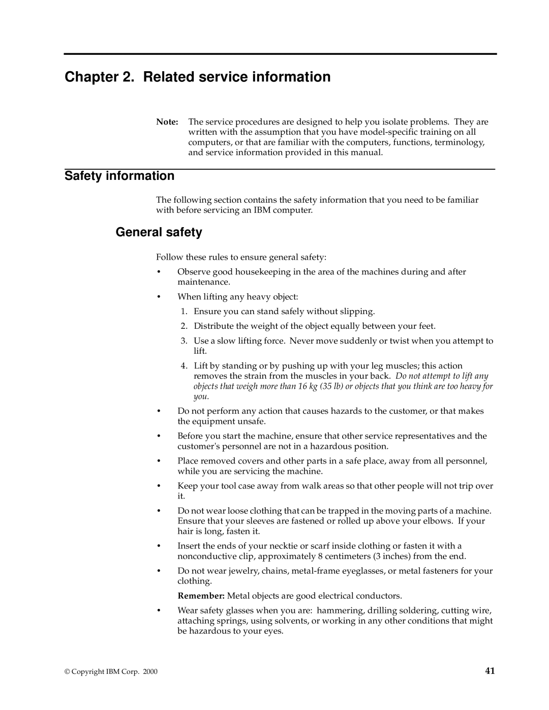 IBM 3531 manual Safety information, General safety 