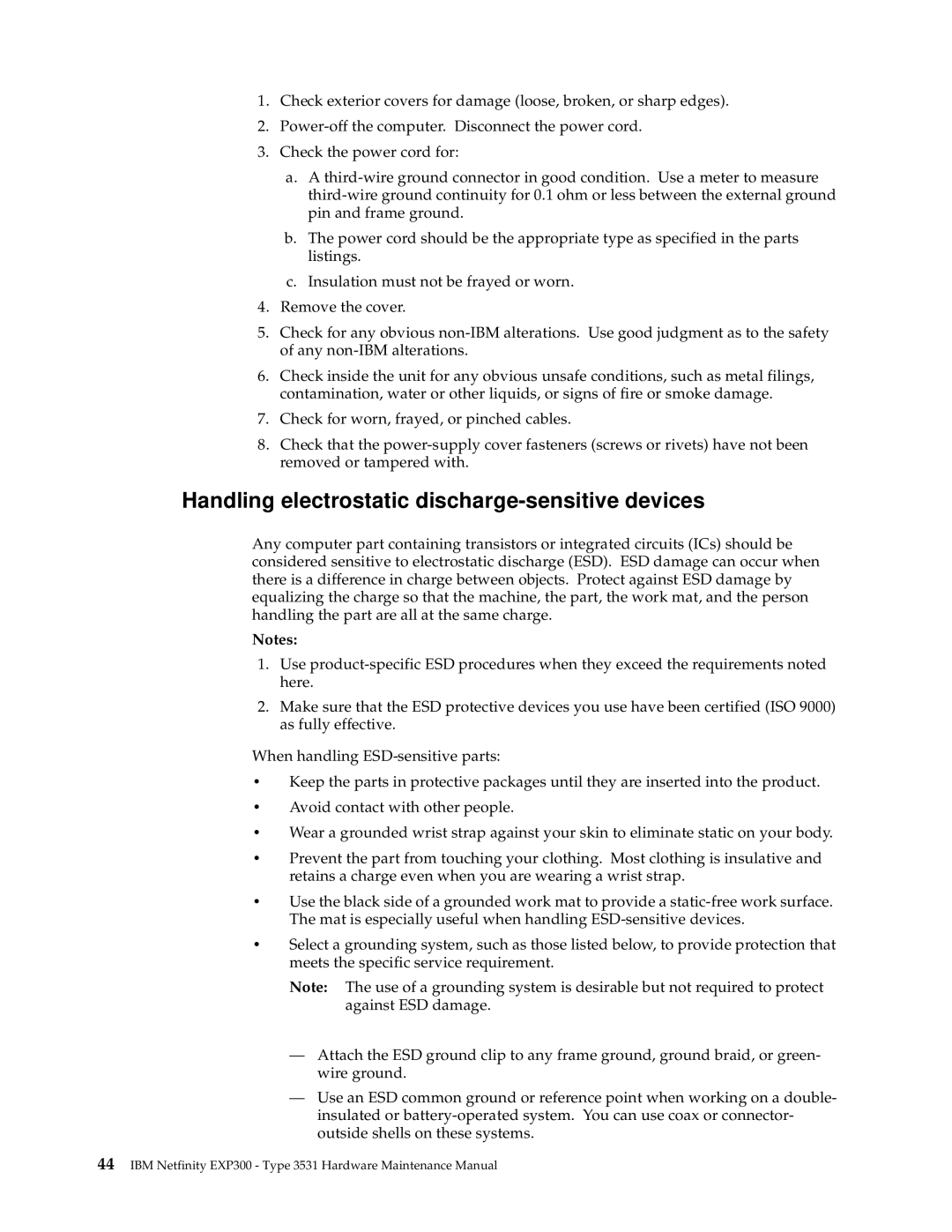 IBM 3531 manual Handling electrostatic discharge-sensitive devices 