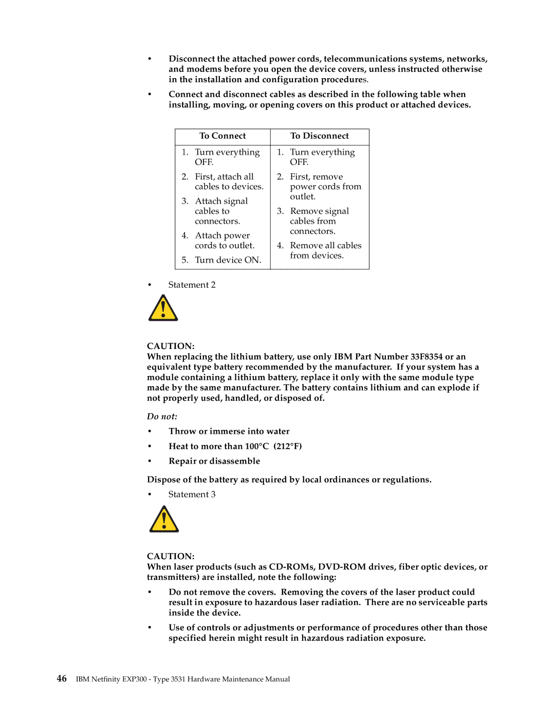 IBM 3531 manual Do not 