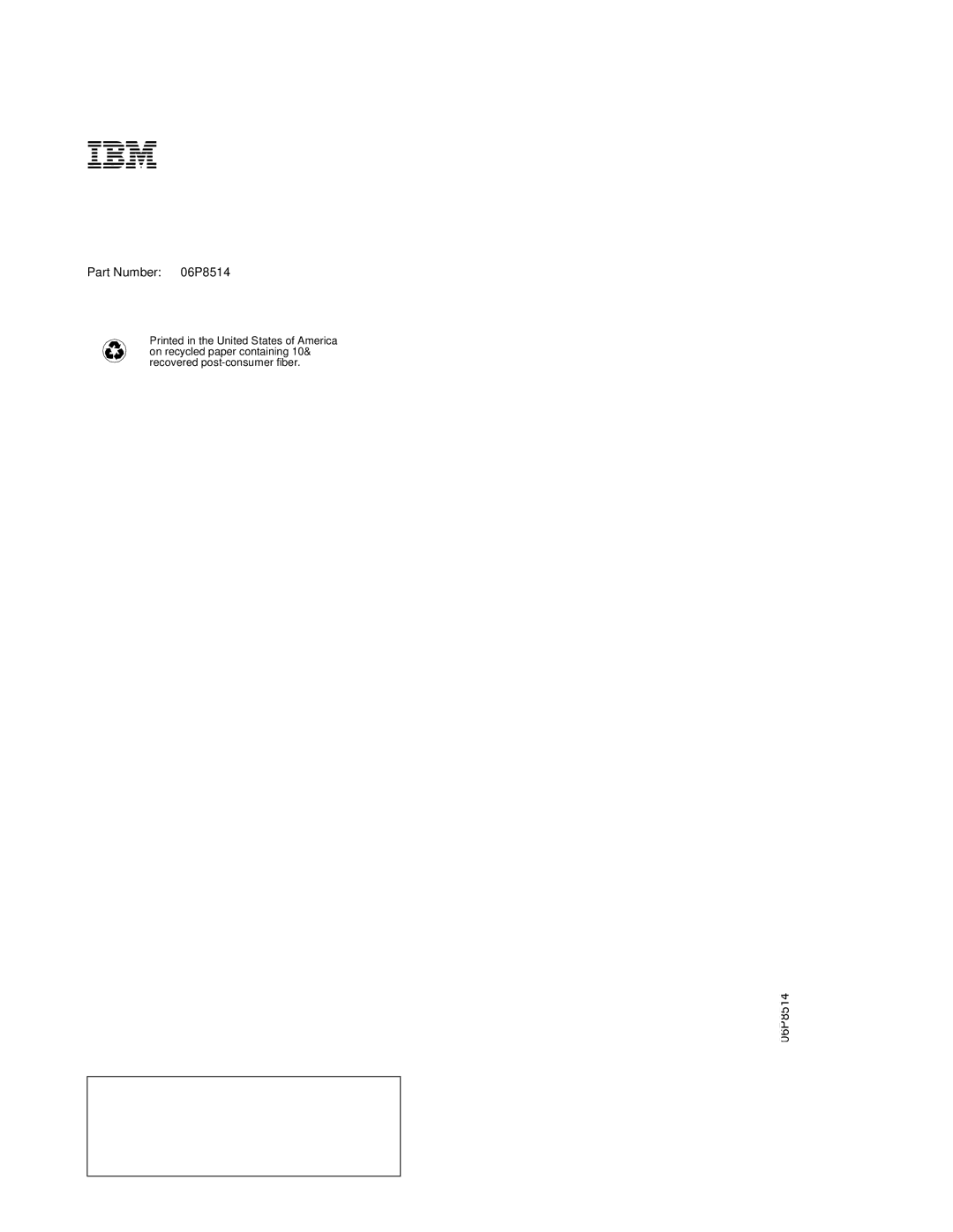 IBM 3531 manual Part Number 06P8514 