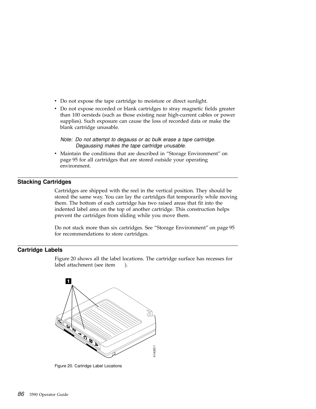 IBM 3590 manual Stacking Cartridges, Cartridge Labels 