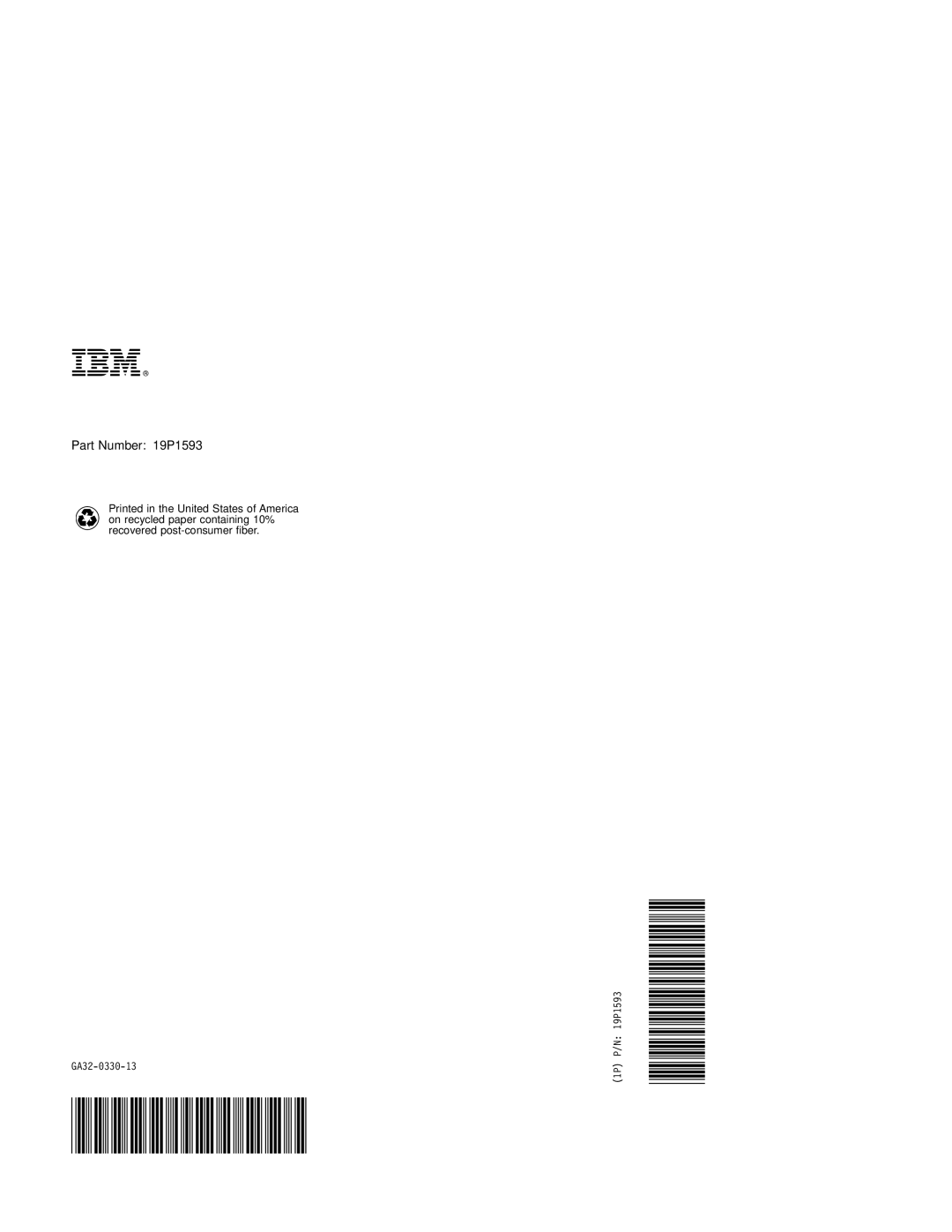 IBM 3590 manual Part Number 19P1593 