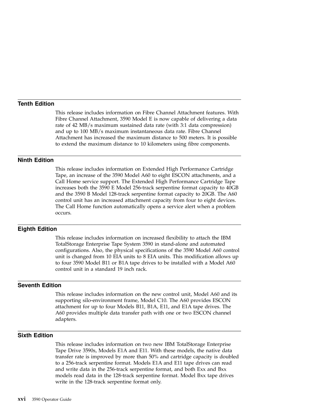 IBM 3590 manual Tenth Edition, Ninth Edition, Eighth Edition, Seventh Edition, Sixth Edition 