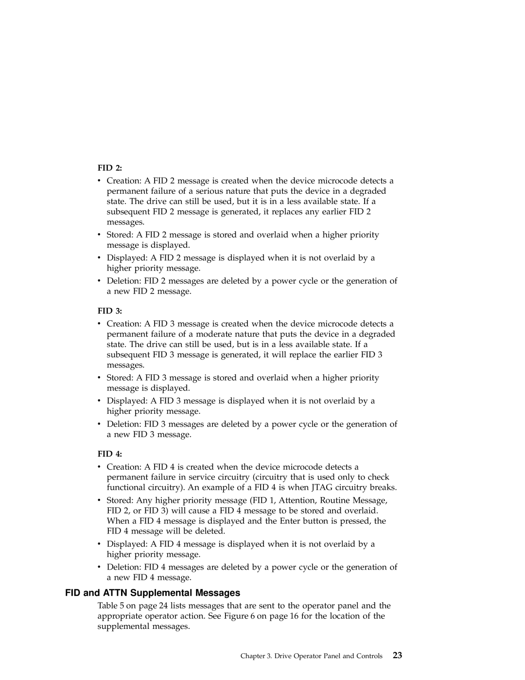 IBM 3590 manual FID and Attn Supplemental Messages, Fid 