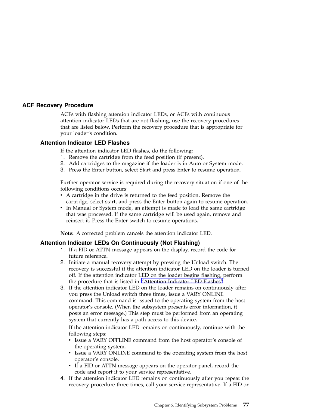 IBM 3590 manual ACF Recovery Procedure 