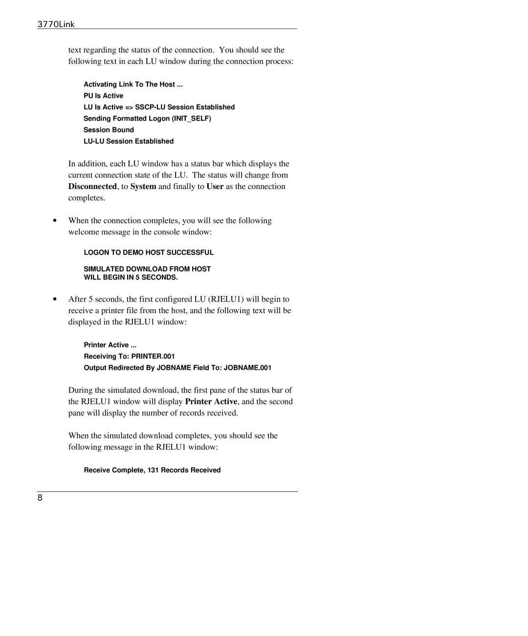 IBM 3770 manual Receive Complete, 131 Records Received 