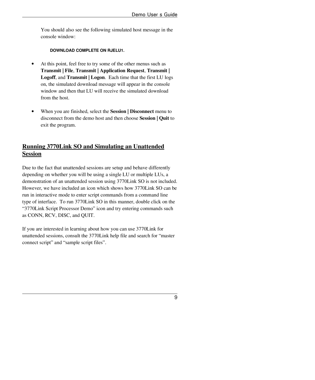 IBM manual Running 3770Link SO and Simulating an Unattended Session 