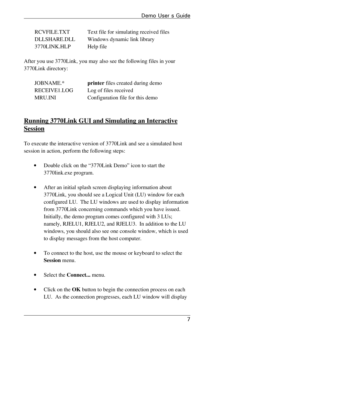 IBM manual Running 3770Link GUI and Simulating an Interactive Session, 3770LINK.HLP 