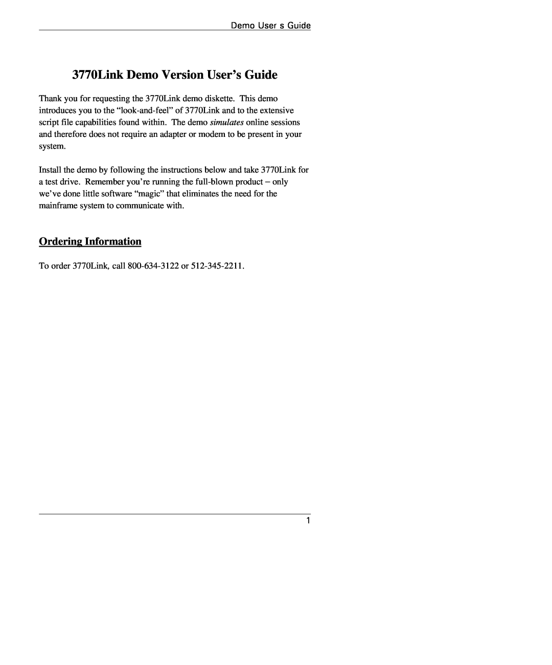 IBM manual 3770Link Demo Version User’s Guide, Ordering Information 