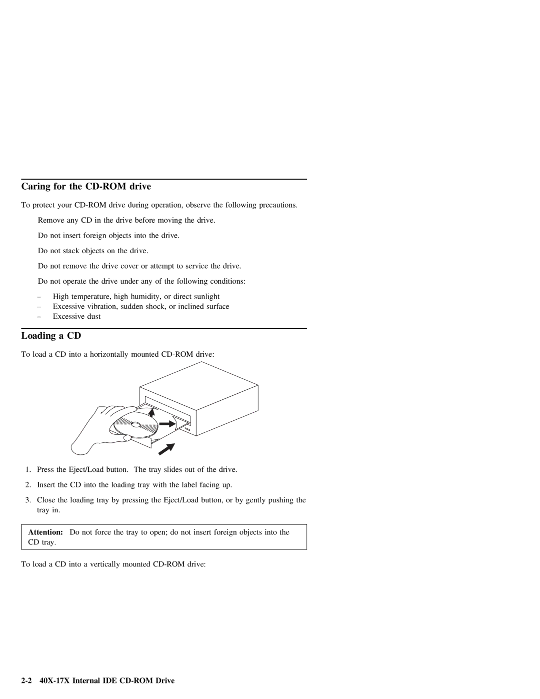 IBM 37L1388 manual For, Loading a CD, Caring 