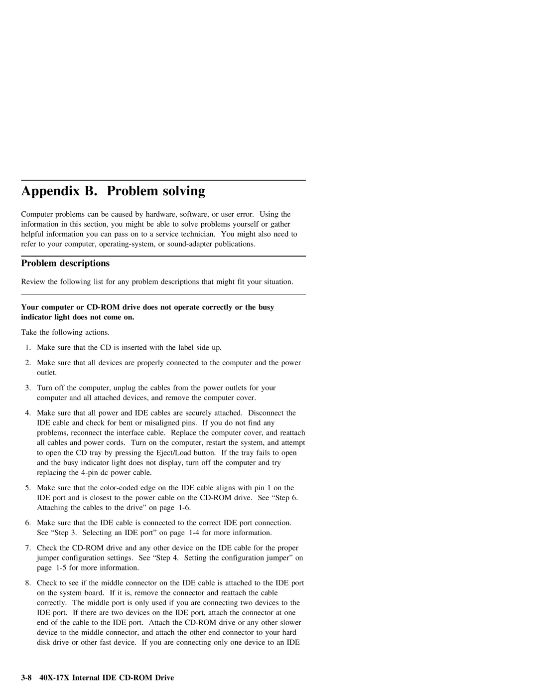 IBM 37L1388 manual Problem descriptions 