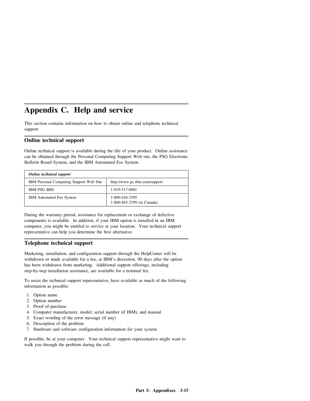 IBM 37L1388 Section Contains, Life Your, Web site, the PSG Electronic, Assistance for, Entitled, Technical support, Manual 