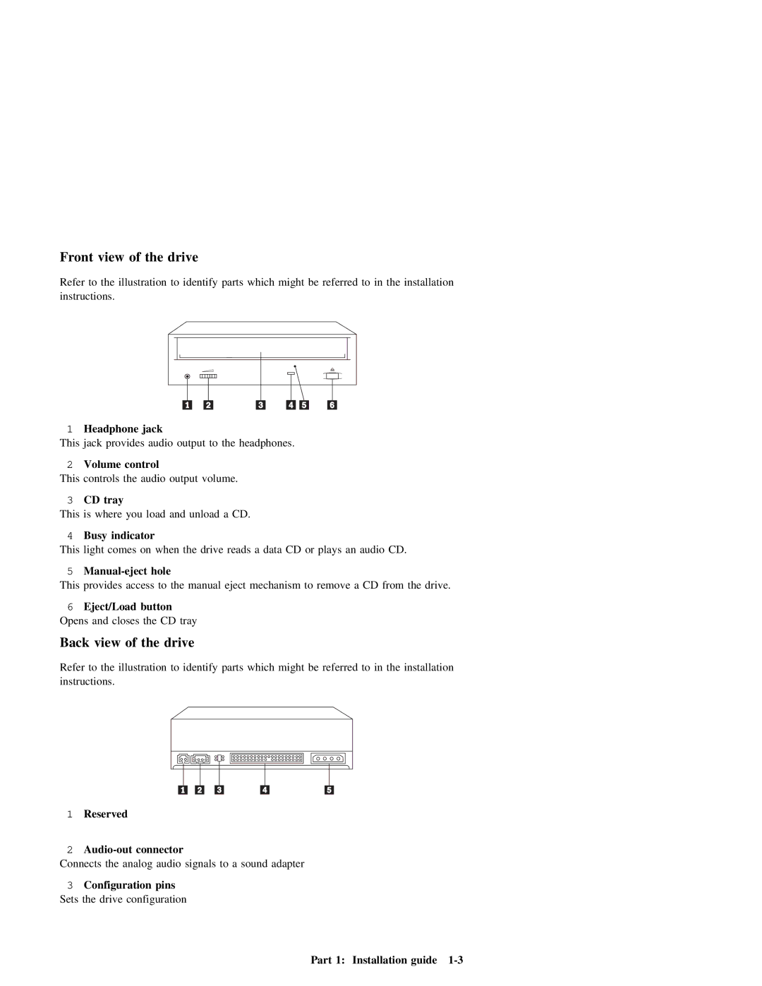 IBM 37L1388 manual View Drive, Back view of the drive 