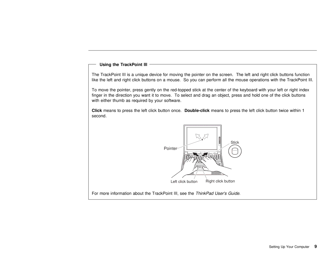 IBM 385XD, 380XD setup guide Using, Click 