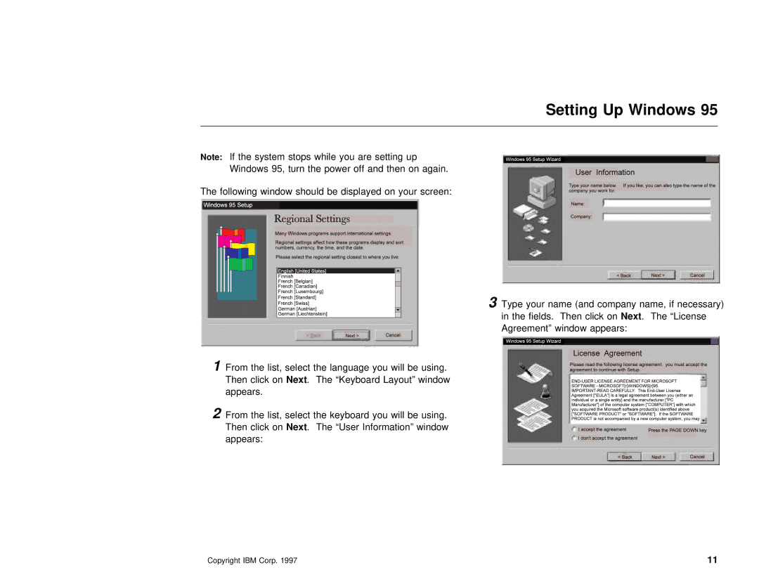 IBM 385XD, 380XD setup guide Setting Up Windows 