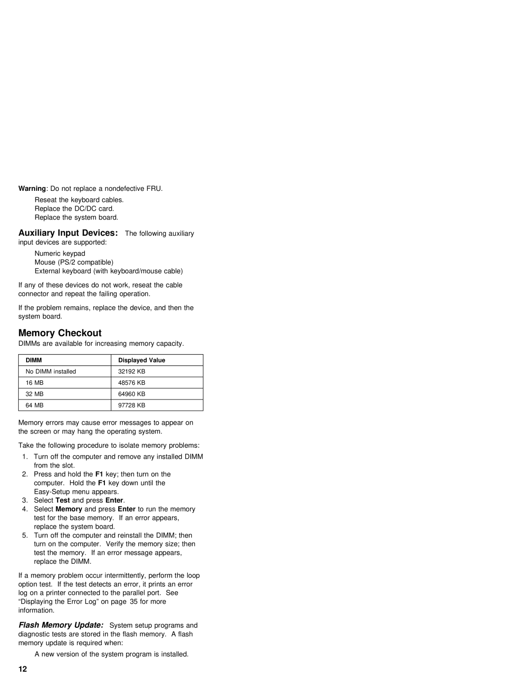 IBM 380Z manual Memory Checkout, Devices, Value 