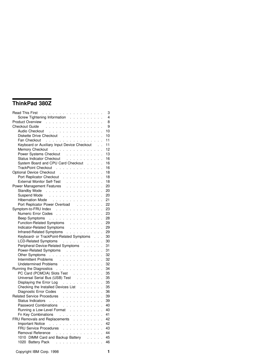 IBM manual ThinkPad 380Z 