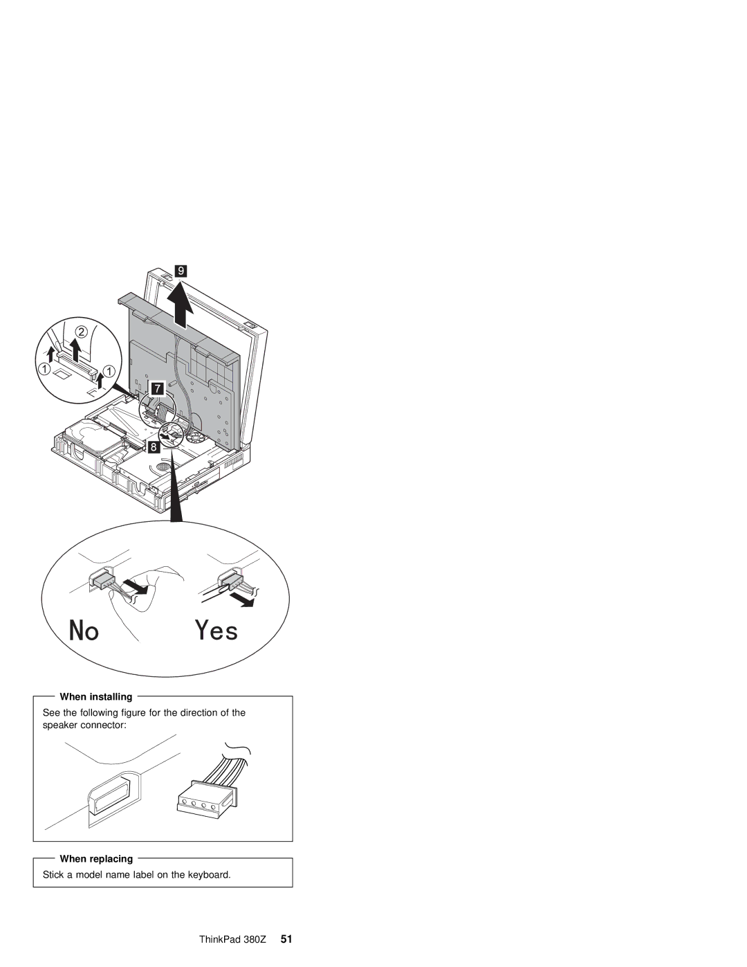 IBM 380Z manual When installing, When replacing 