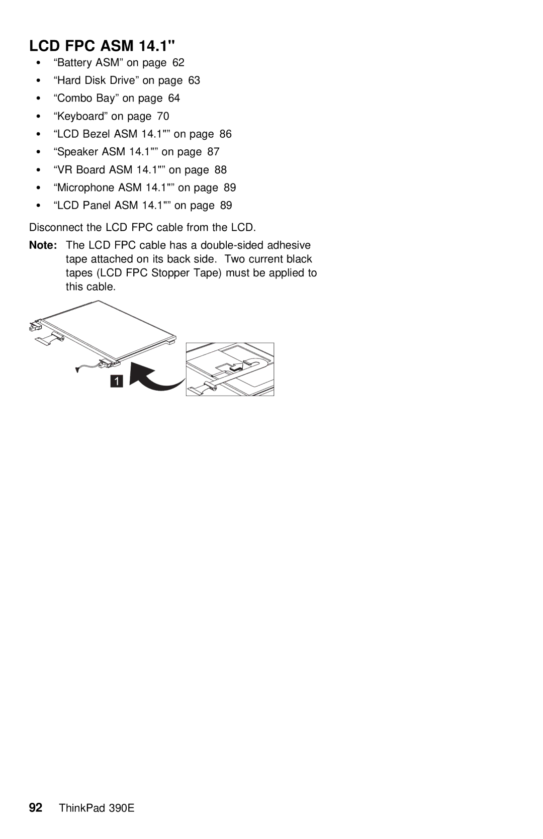 IBM 390E manual Lcd Fpc Asm 