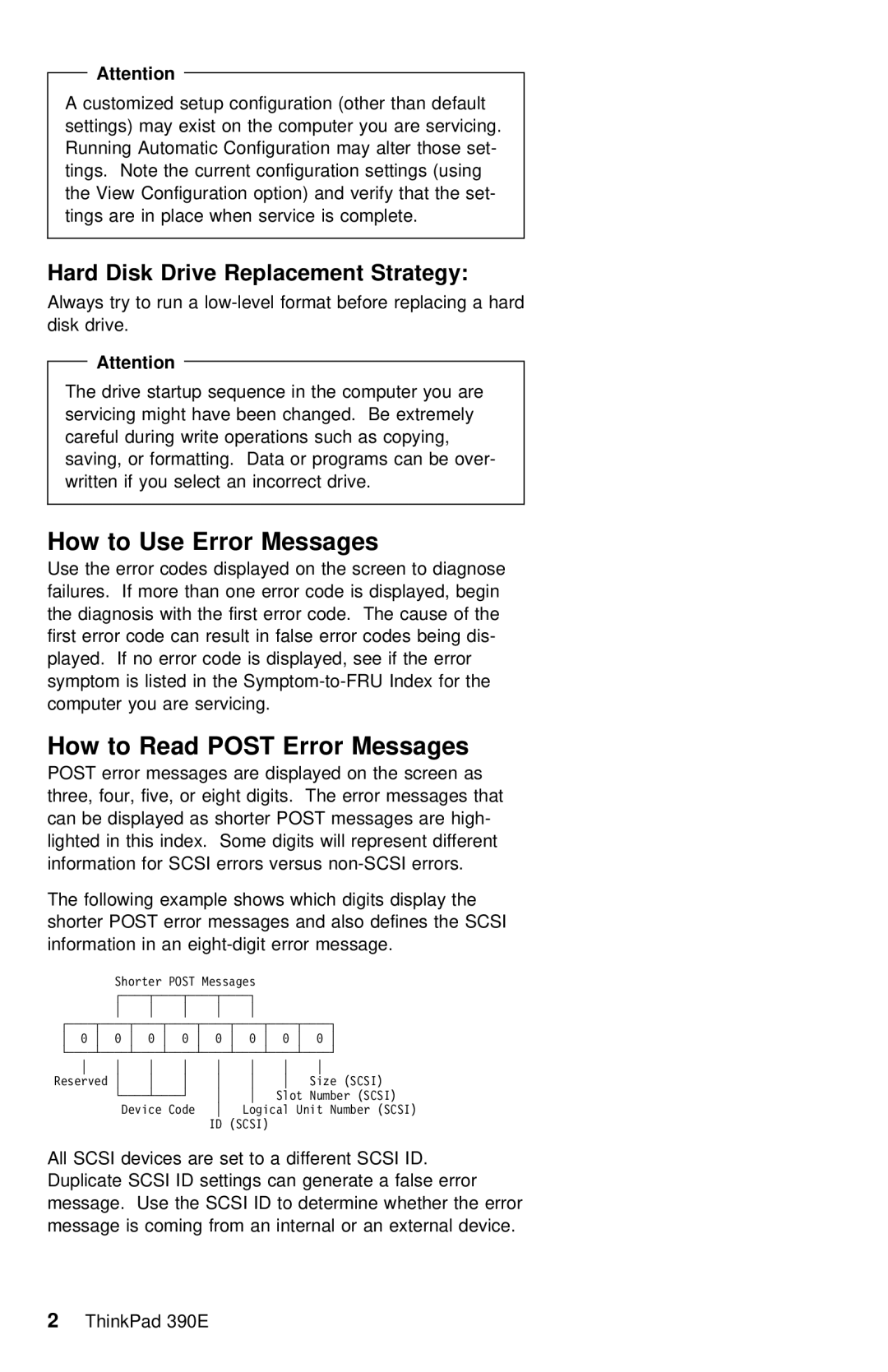 IBM 390E manual How to Use Error Messages, Read Post 