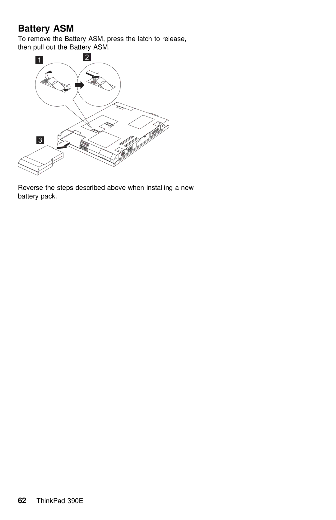 IBM 390E manual Battery ASM 