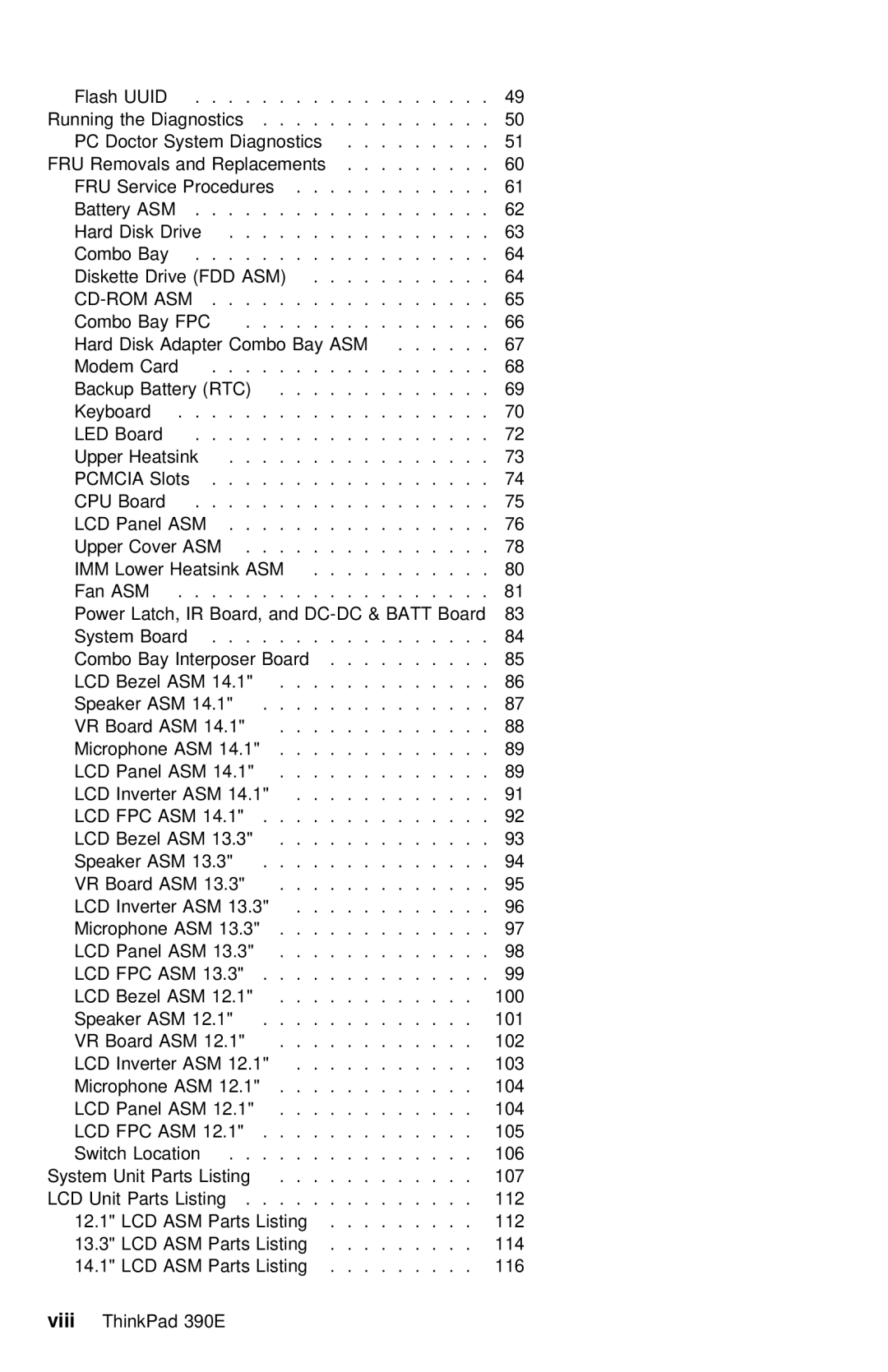 IBM 390E manual Viii 